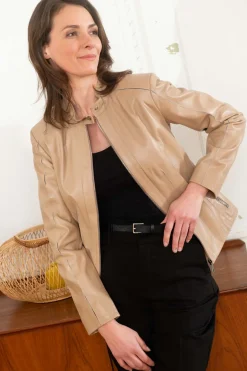 Blouson Femme Cityzen Agatha Agneau Perle Beige