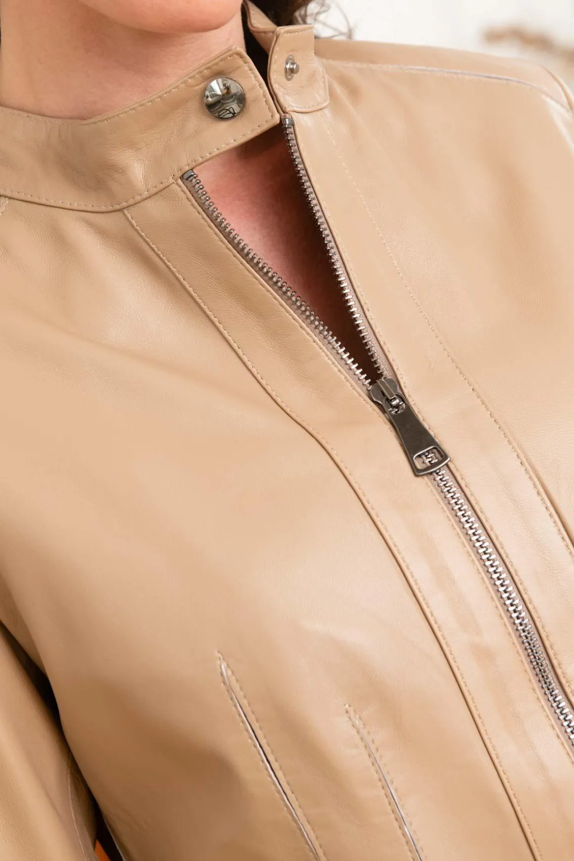 Blouson Femme Cityzen Agatha Agneau Perle Beige