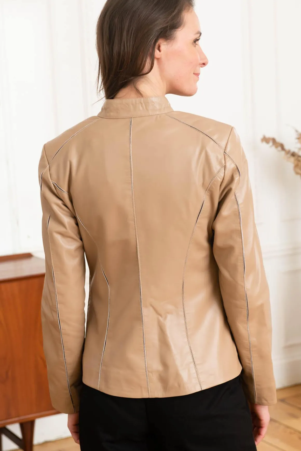 Blouson Femme Cityzen Agatha Agneau Perle Beige