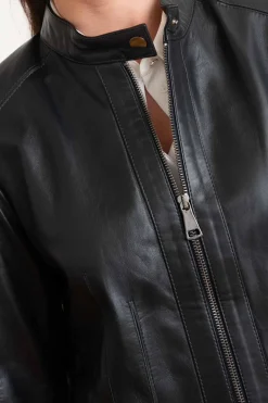 Blouson Femme Cityzen Agatha Agneau Perle Bleu Marine