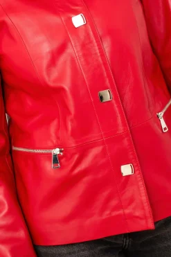 Blouson Femme Cityzen Antonia Agneau Perle Rouge