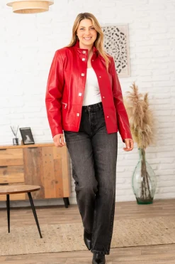 Blouson Femme Cityzen Antonia Agneau Perle Rouge