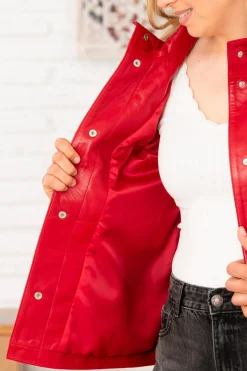 Blouson Femme Cityzen Antonia Agneau Perle Rouge