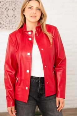 Blouson Femme Cityzen Antonia Agneau Perle Rouge