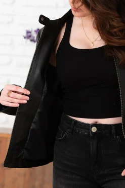 Blouson Femme Cityzen Ariane Agneau Perle Noir