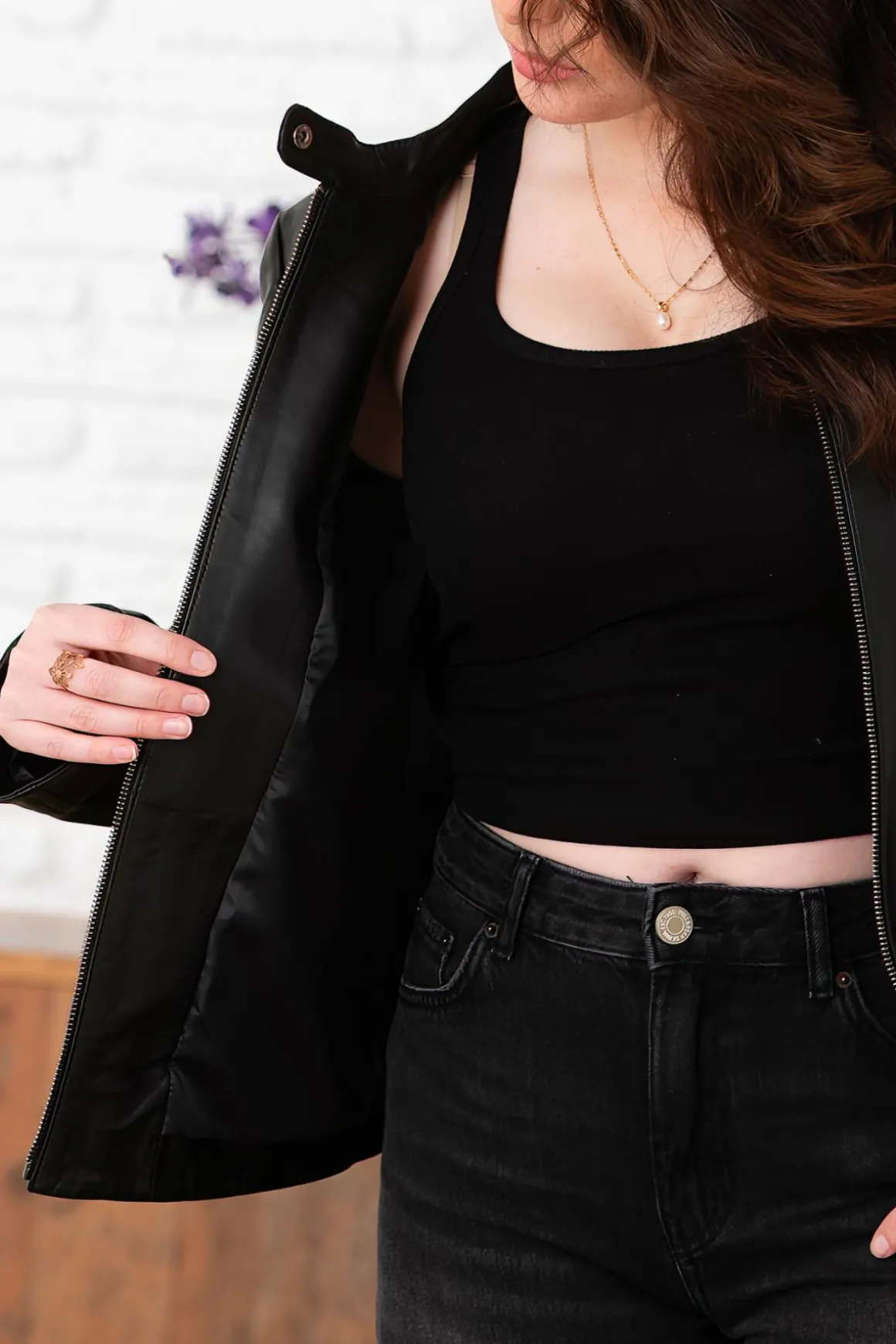 Blouson Femme Cityzen Ariane Agneau Perle Noir
