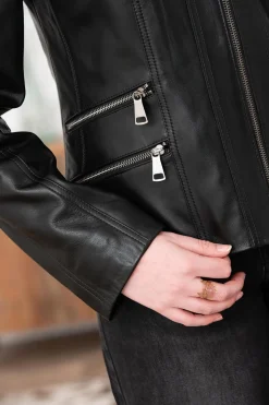 Blouson Femme Cityzen Ariane Agneau Perle Noir