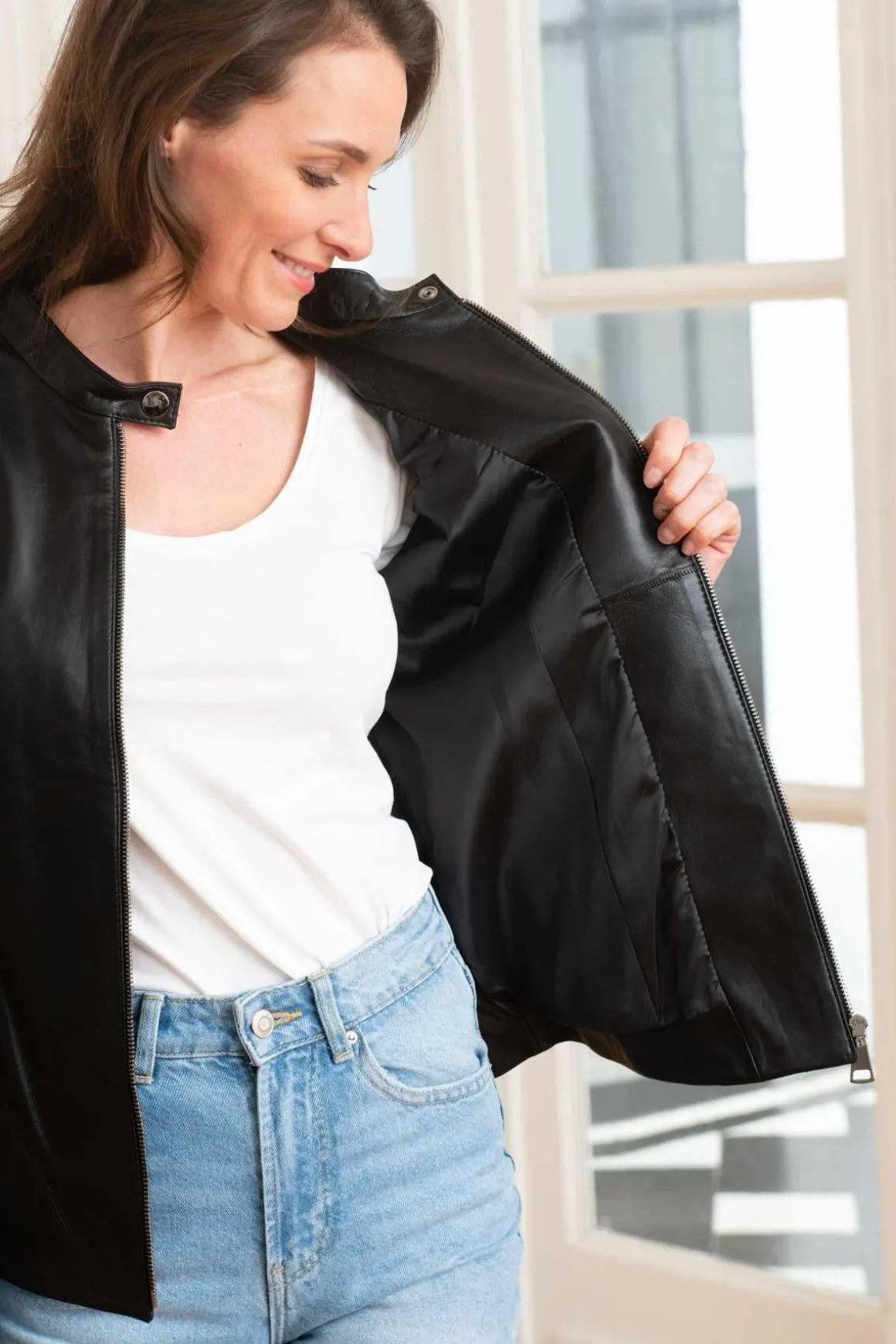 Blouson Femme Cityzen Christelle Agneau Perle Noir