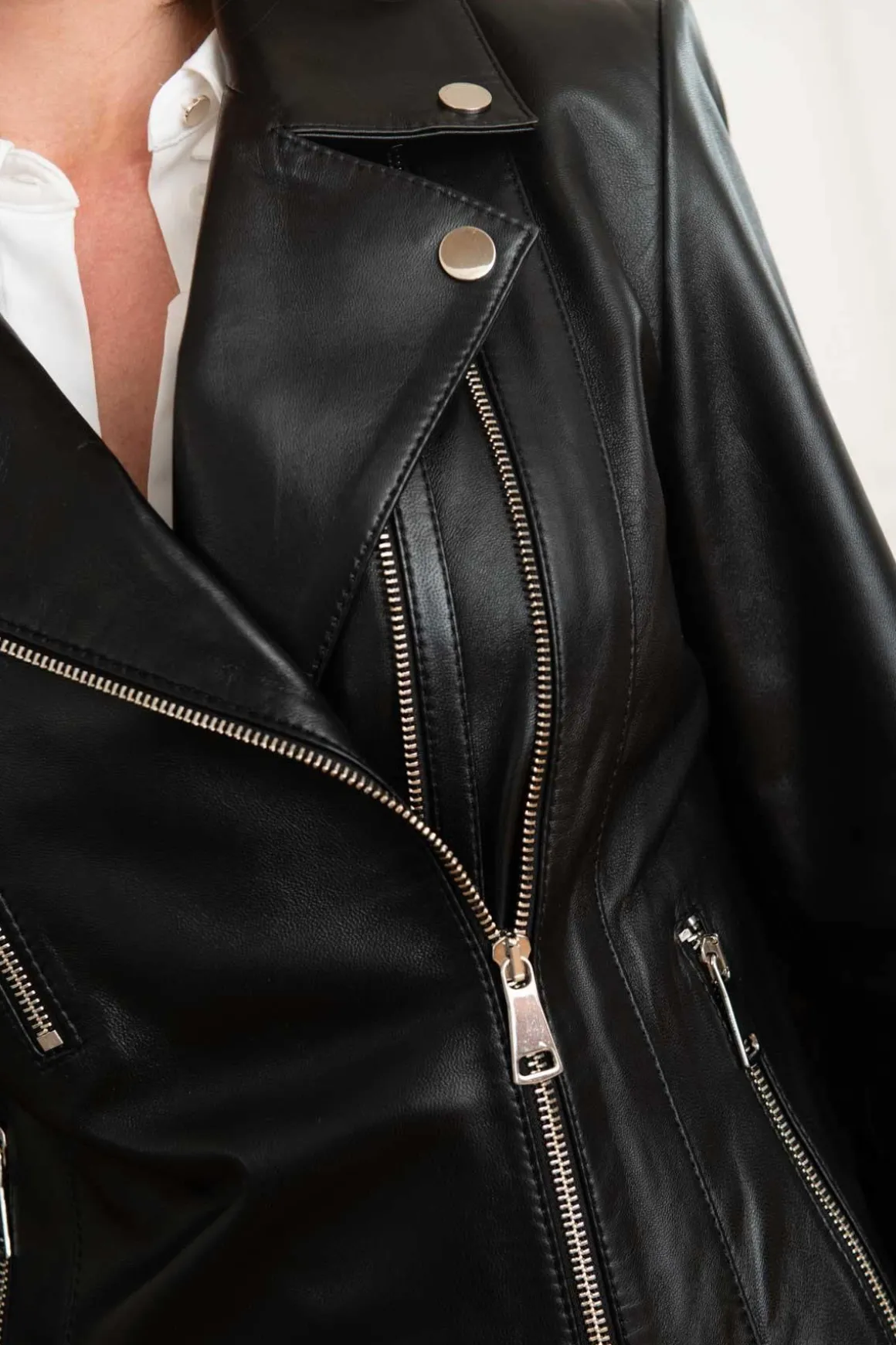 Blouson Femme Cityzen Elsa Agneau Perle Noir