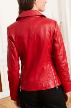 Blouson Femme Cityzen Elsa Agneau Perle Rouge Doree