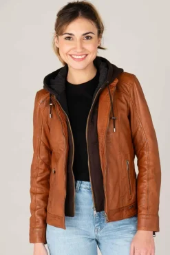 Blouson Femme Cityzen Isabela Hood Cognac