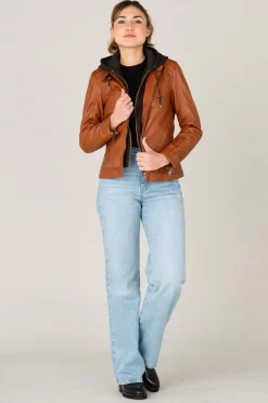 Blouson Femme Cityzen Isabela Hood Cognac