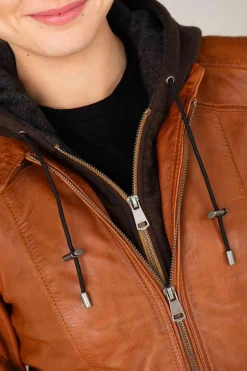 Blouson Femme Cityzen Isabela Hood Cognac