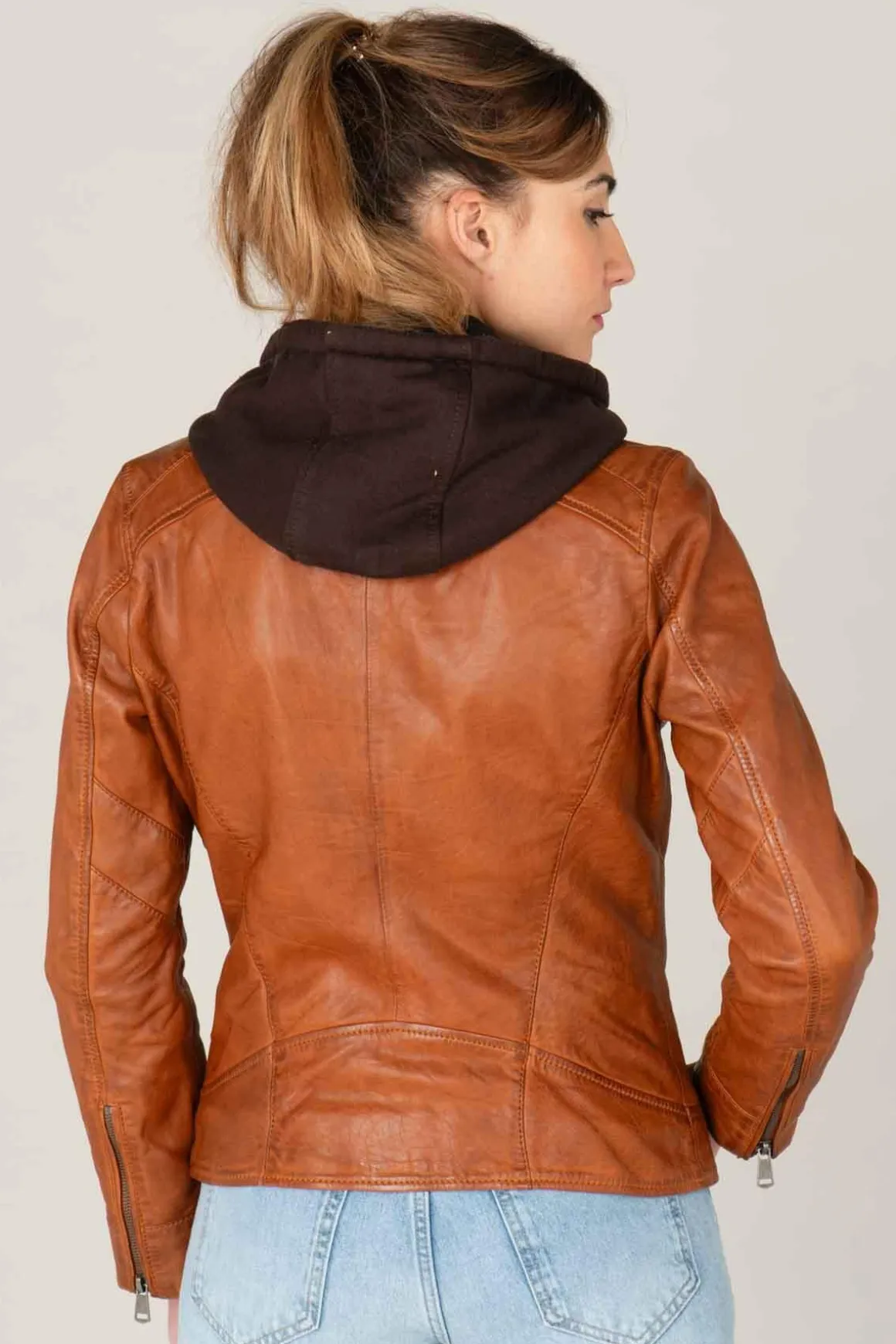 Blouson Femme Cityzen Isabela Hood Cognac