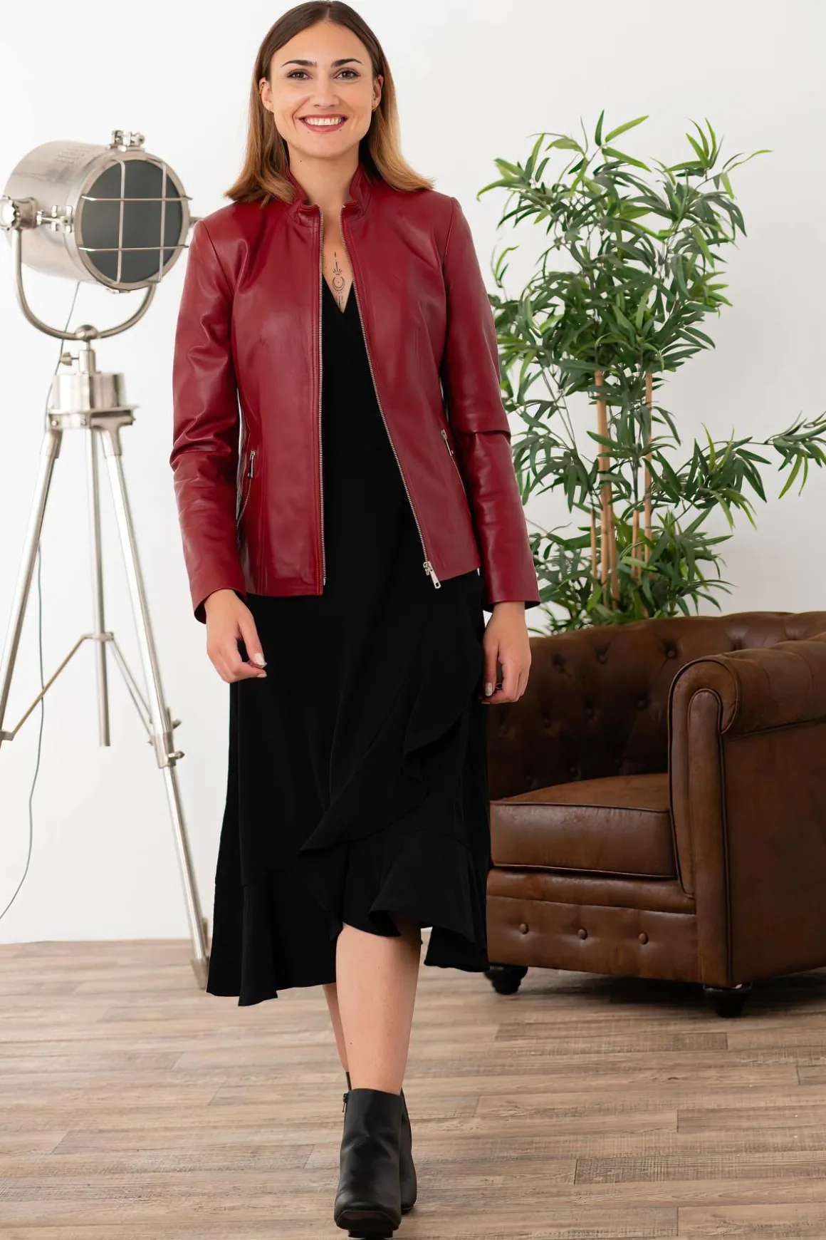 Blouson Femme Cityzen Karina Agneau Perle Grenade