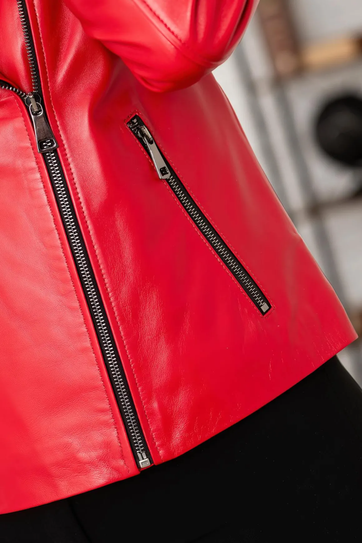 Blouson Femme Cityzen Lydia Agneau Perle Rouge