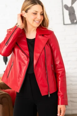 Blouson Femme Cityzen Lydia Agneau Perle Rouge