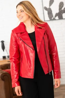 Blouson Femme Cityzen Lydia Agneau Perle Rouge