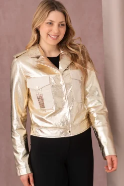 Blouson Femme Cityzen Majestic Agneau Perle Or/Ecru