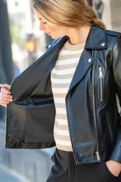 Blouson Femme Cityzen New Iconique Agneau Perle Noir