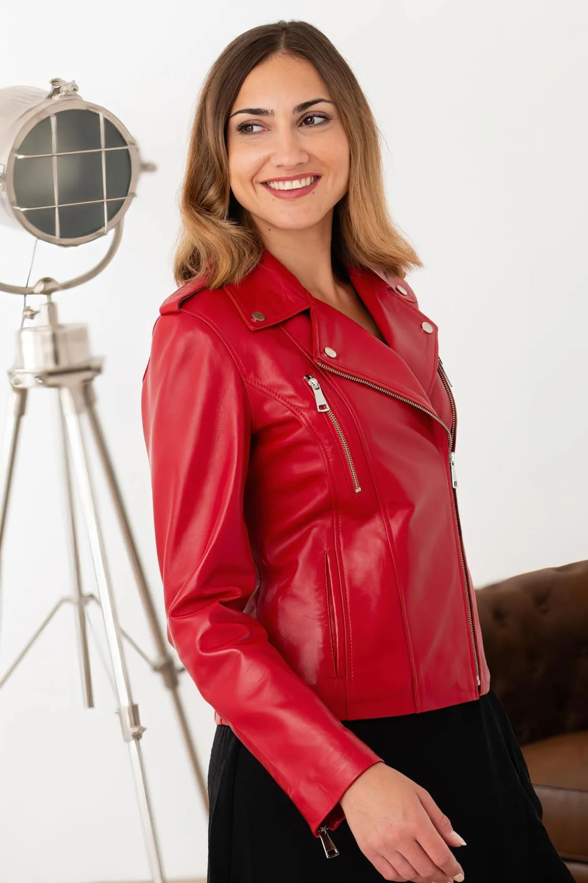 Blouson Femme Cityzen New Iconique Agneau Perle Rouge