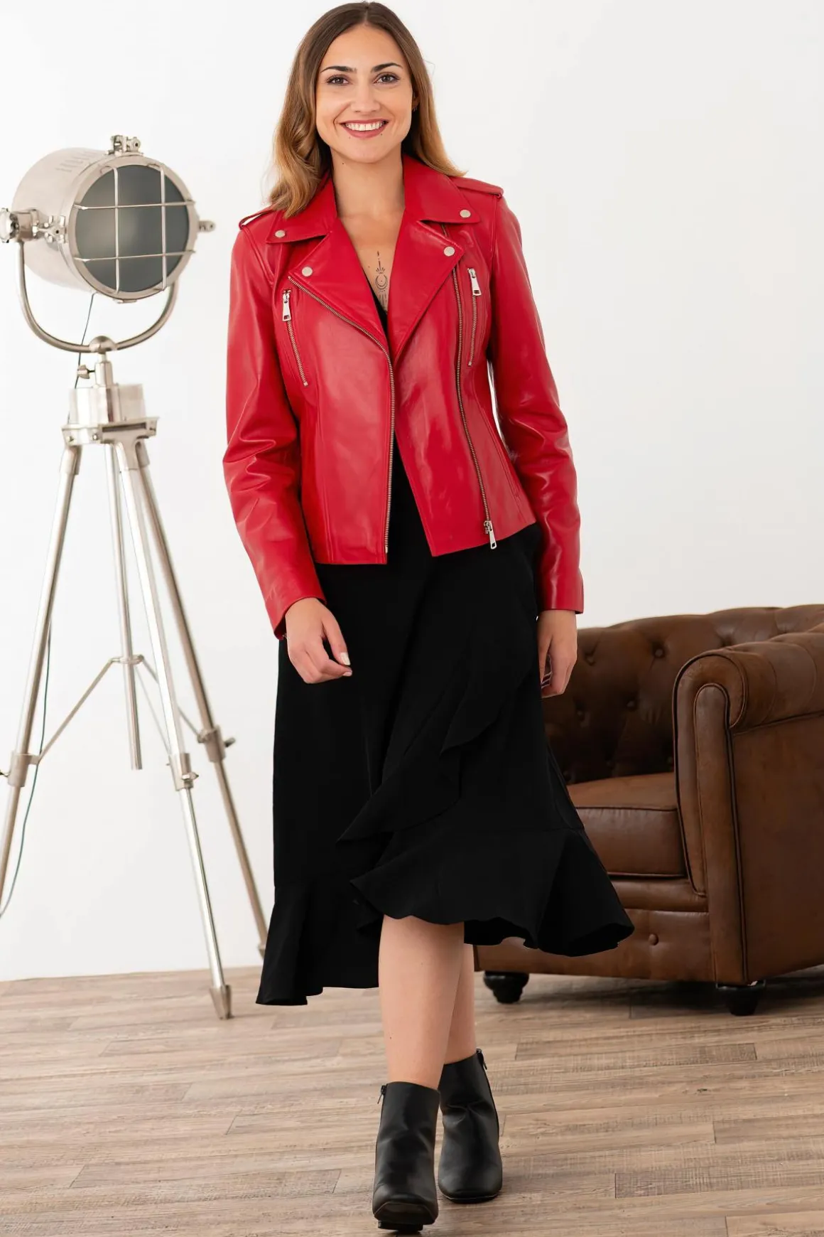 Blouson Femme Cityzen New Iconique Agneau Perle Rouge