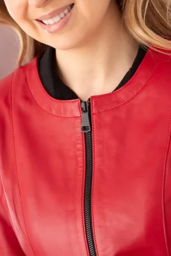 Blouson Femme Cityzen Noolita Agneau Perle Rouge/Noir