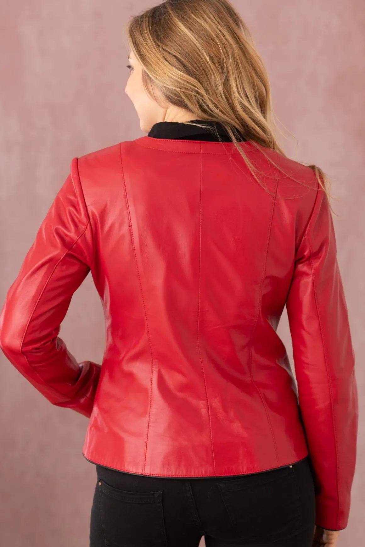Blouson Femme Cityzen Noolita Agneau Perle Rouge/Noir