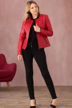 Blouson Femme Cityzen Noolita Agneau Perle Rouge/Noir