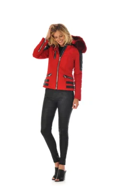 Blouson Femme Horspist Nounou Rouge Col Rouge Zz