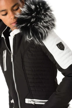 Blouson Femme Horspist Nounou Noir Blanc Col Silver