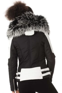 Blouson Femme Horspist Nounou Noir Blanc Col Silver