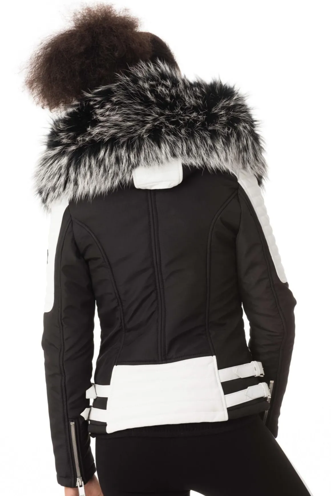 Blouson Femme Horspist Nounou Noir Blanc Col Silver