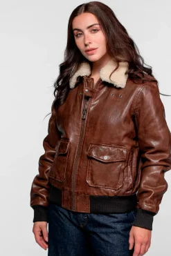 Blouson Femme Rose Garden Air Pilot Lamb Dark Cognac