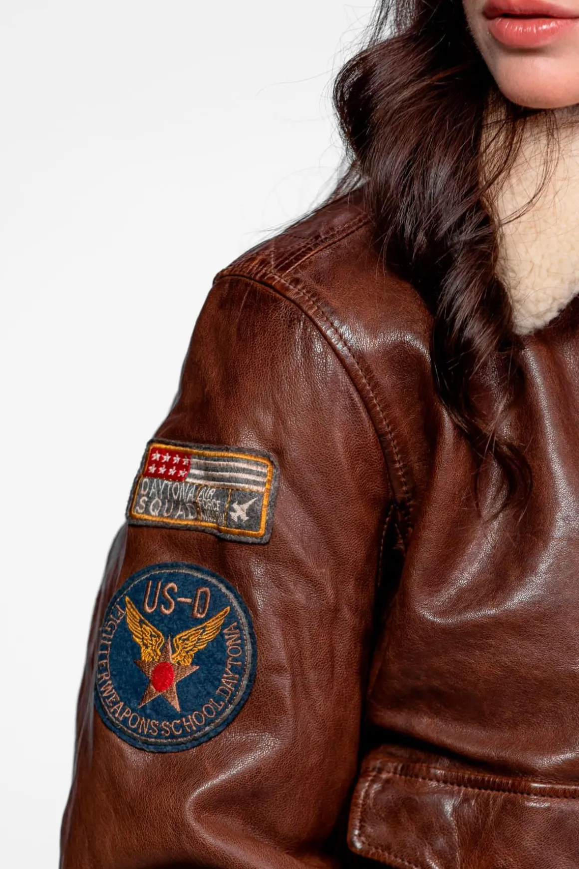 Blouson Femme Rose Garden Air Pilot Lamb Dark Cognac