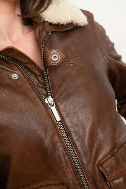 Blouson Femme Rose Garden Air Pilot Lamb Dark Cognac