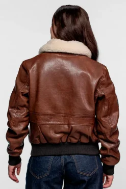 Blouson Femme Rose Garden Air Pilot Lamb Dark Cognac