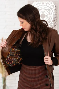 Blouson Femme Rose Garden Alicia Lamb Paolo Dark Cognac