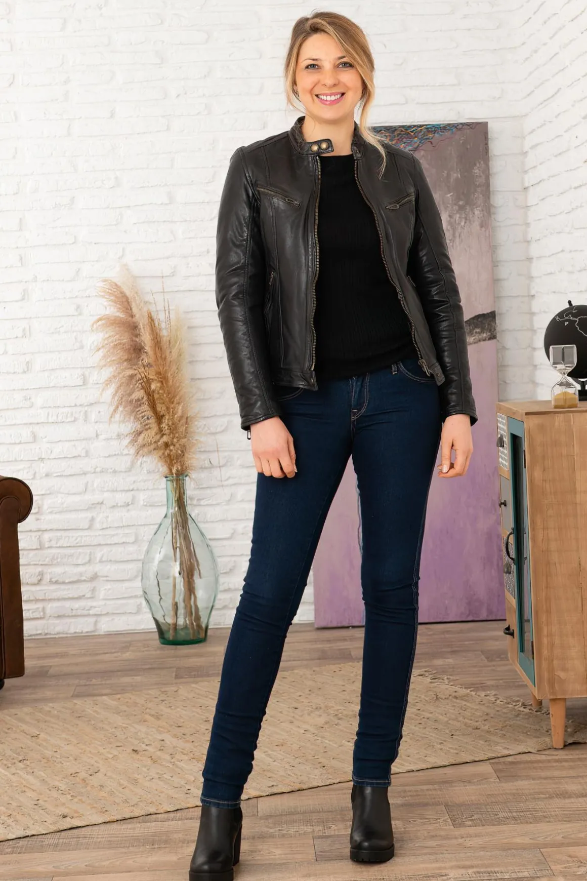Blouson Femme Rose Garden Caputo Sheep Aosta Black