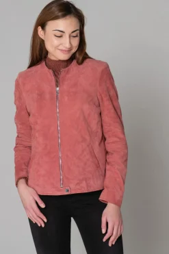 Blouson Femme Rose Garden Elisa Curve Goat Suede Mineral Red
