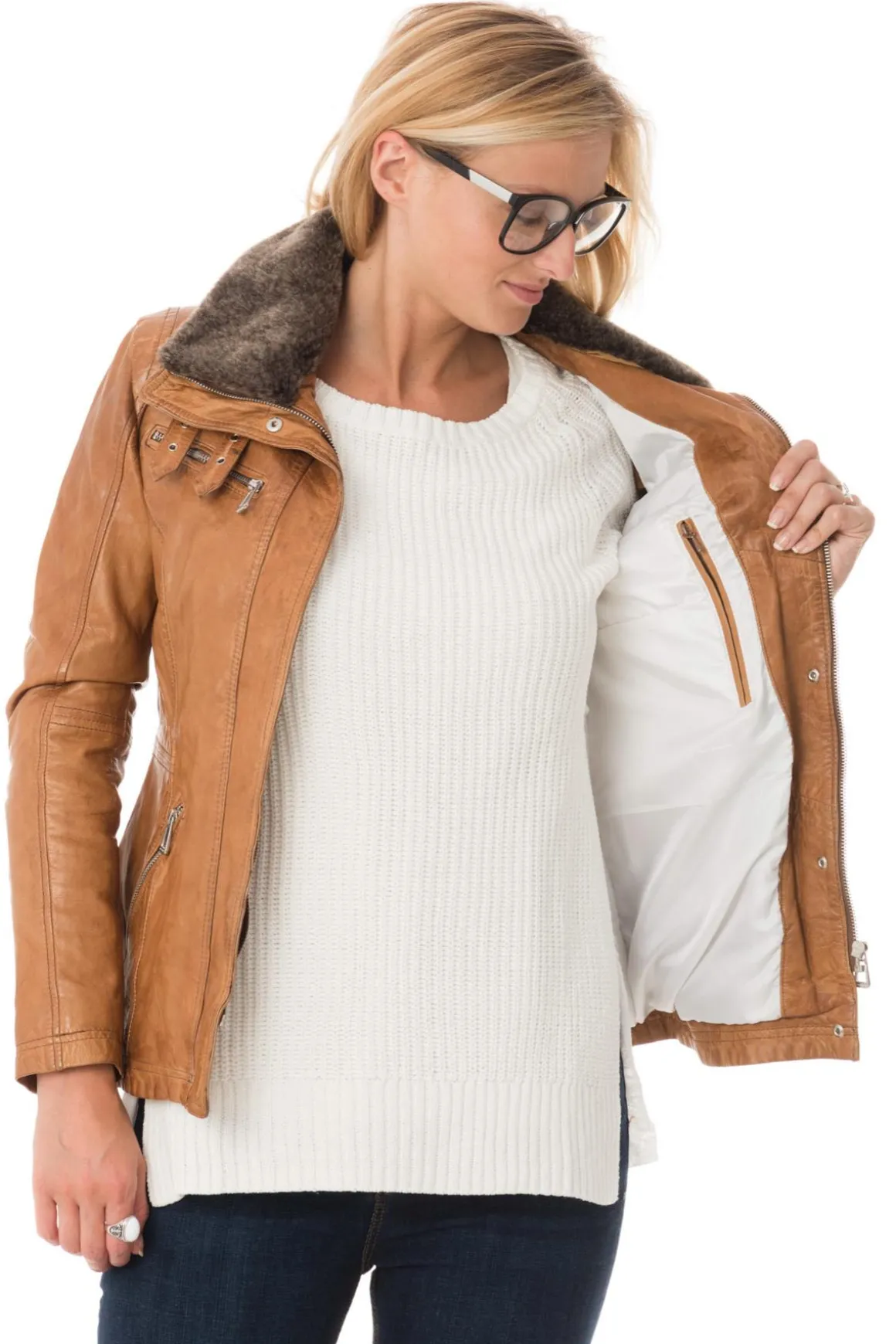 Blouson Femme Rose Garden Gemma Sheep Aosta Cognac Zz