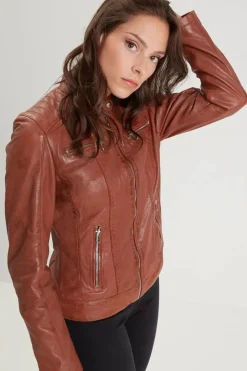 Blouson Femme Rose Garden Jodyta Lamb Vita Cognac