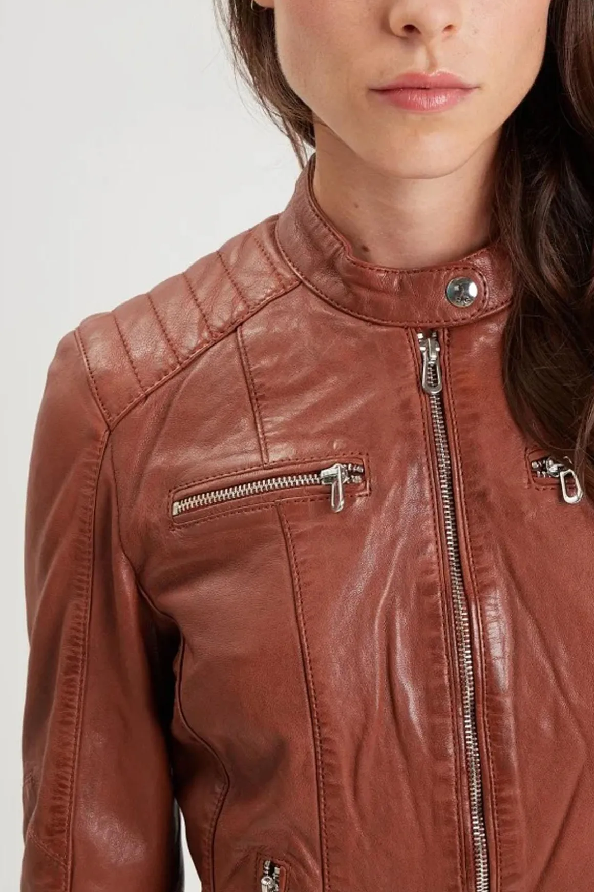Blouson Femme Rose Garden Jodyta Lamb Vita Cognac