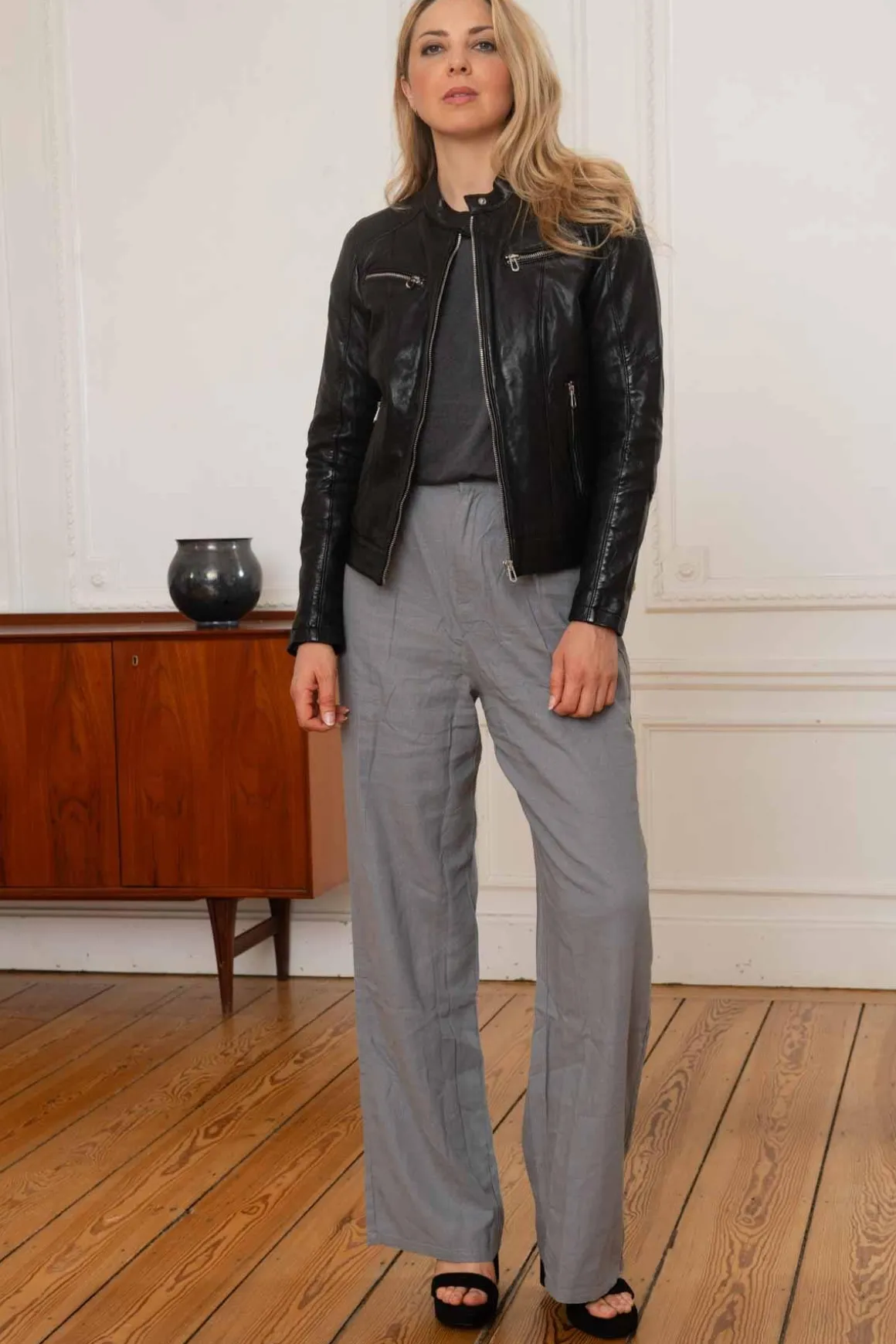 Blouson Femme Rose Garden Jolya Lamb Vita Black