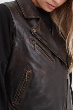 Blouson Femme Rose Garden Madeline Sheep Veg Kanwal Washed Black Cognac
