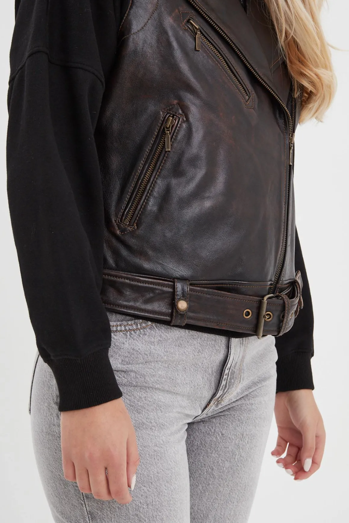Blouson Femme Rose Garden Madeline Sheep Veg Kanwal Washed Black Cognac