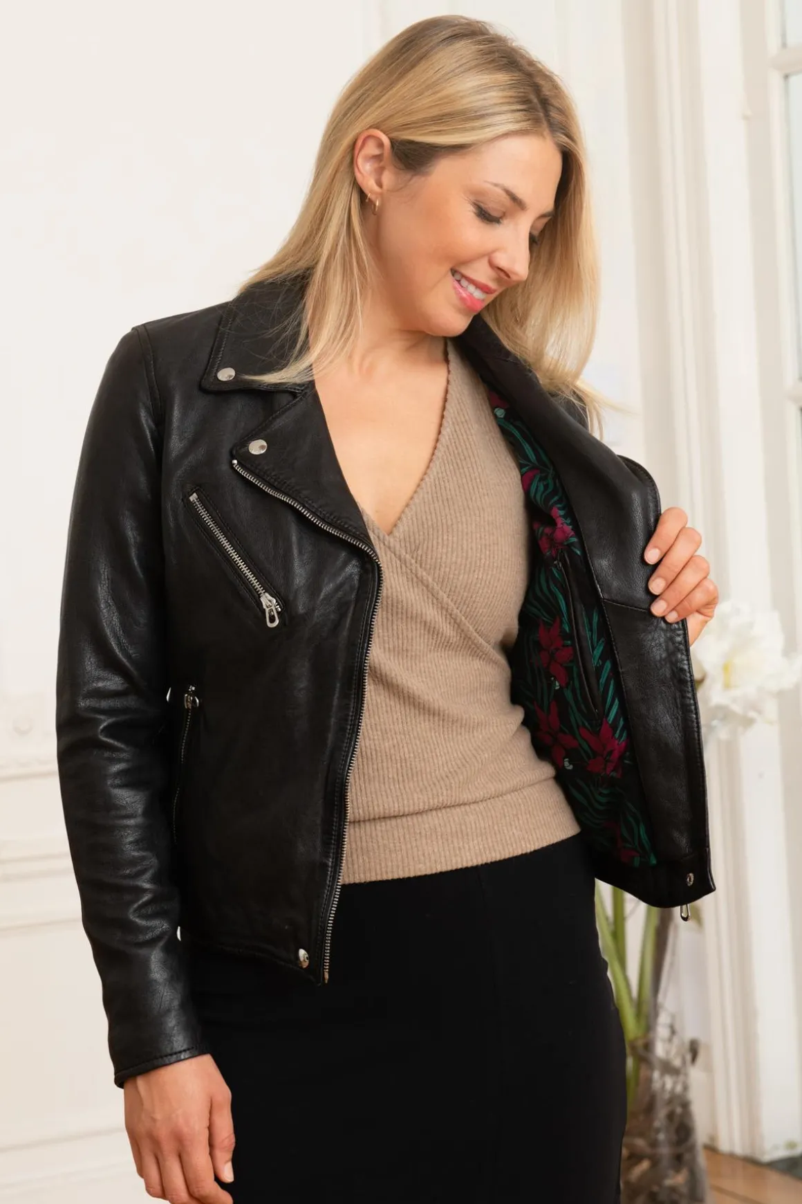 Blouson Femme Rose Garden Olympe Lamb Vita Black