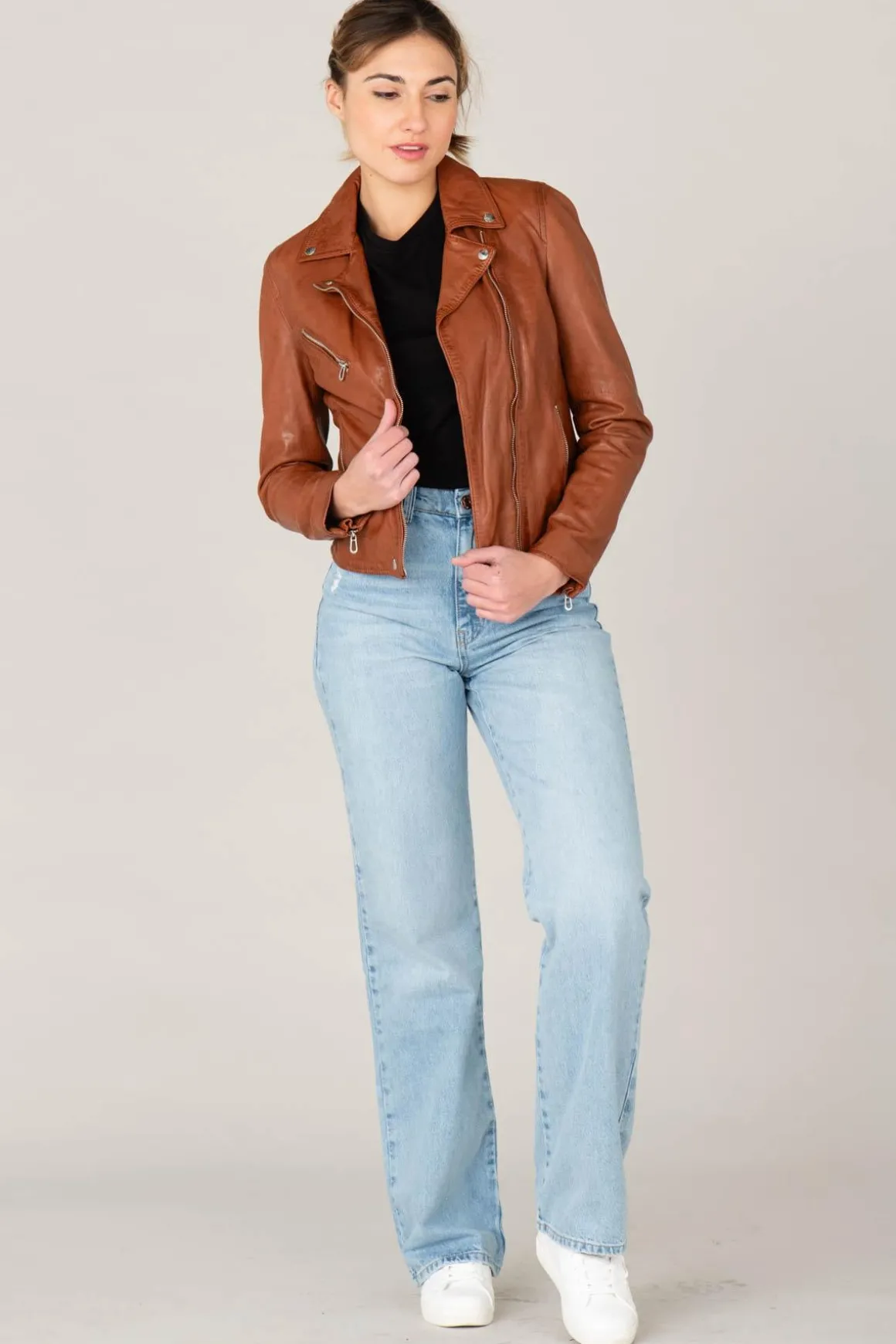 Blouson Femme Rose Garden Olympe Lamb Vita Cognac