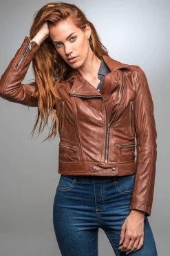 Blouson Femme Rose Garden Panema Lamb Castel Dark Cognac Zz10