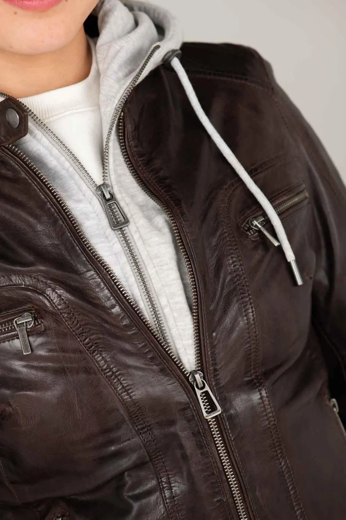Blouson Femme Rose Garden Silene Hood Sheep Aosta Reddish Brown